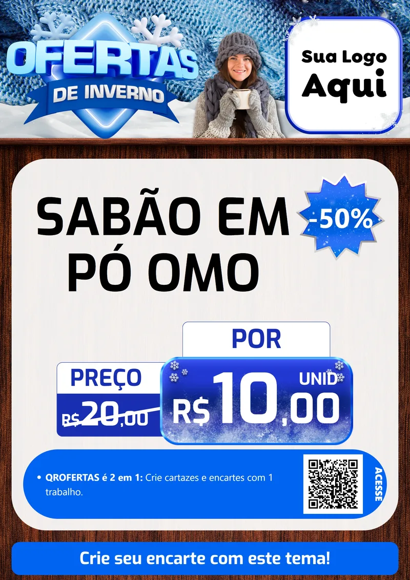 Modelo de Cartaz para Cartaz A4 Vertical com o tema Ofertas de Inverno para Produtos de Limpeza