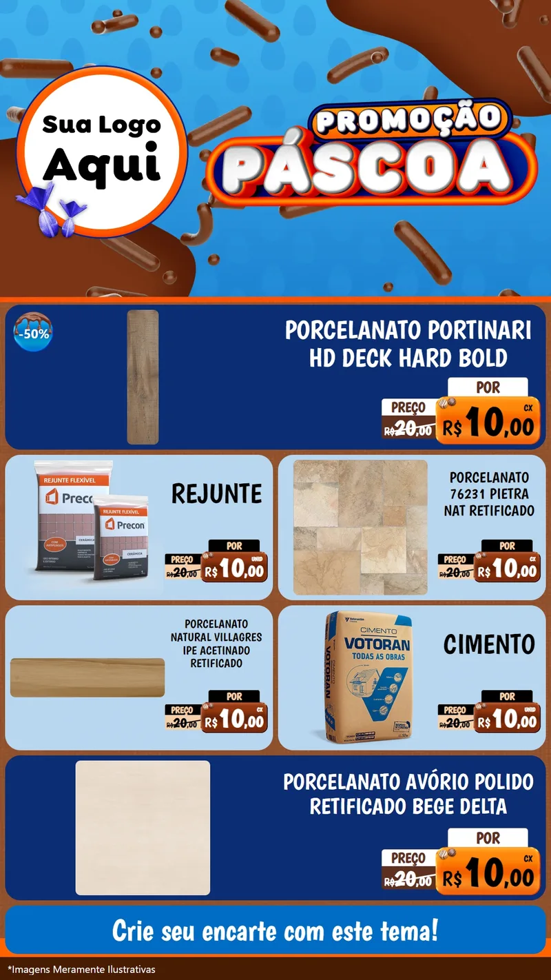 Modelo de TV para TV Vertical com o tema Promoção Páscoa para Pisos e revestimentos