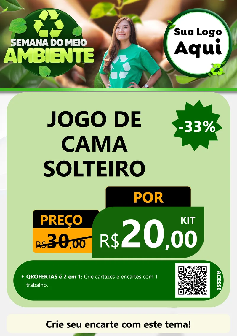 Modelo de Cartaz para Cartaz A4 Vertical com o tema Semana do Meio Ambiente para Cama, Mesa e Banho
