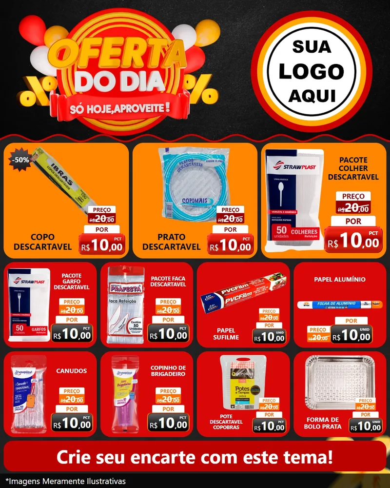 Modelo de Rede Social para Feed Instagram com o tema Oferta do Dia - Só hoje, Aproveite! para Embalagens