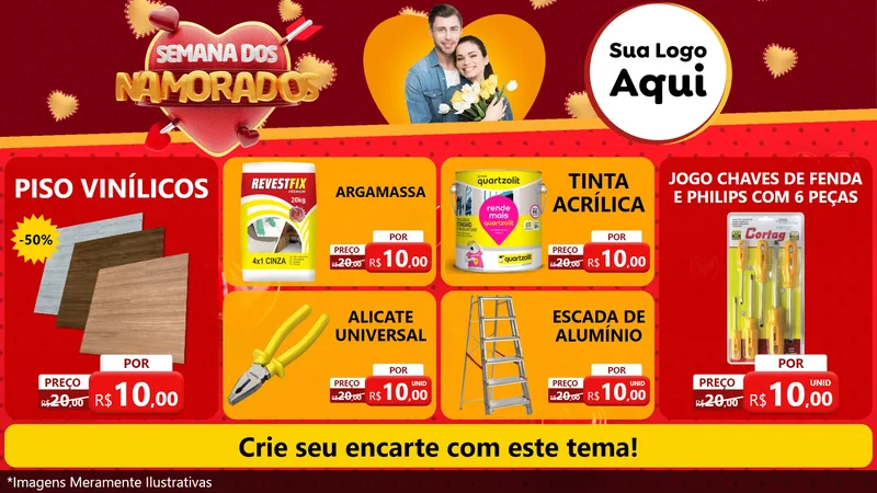 Modelo de TV para TV Horizontal com o tema Semana dos Namorados para Material para Construção