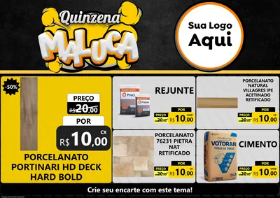 Modelo de Encarte para Encarte A4 Horizontal com o tema Quinzena Maluca para Pisos e revestimentos