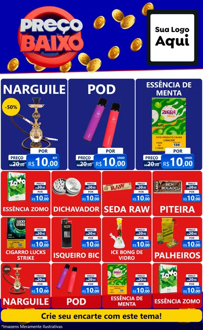 Modelo de Encarte para Encarte Grande com o tema Preço Baixo para Tabacaria