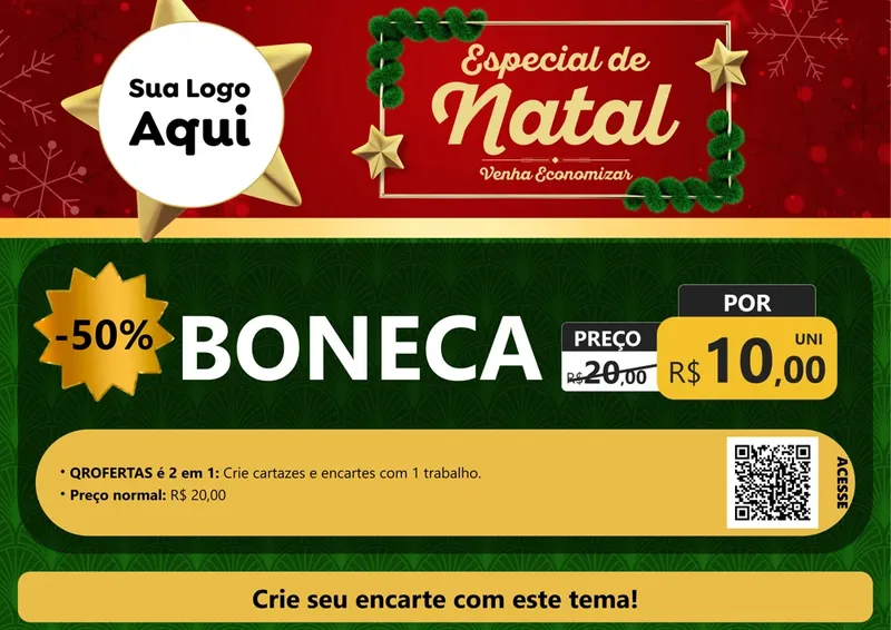 Modelo de Cartaz para Cartaz A4 Horizontal com o tema Especial de Natal para Brinquedos