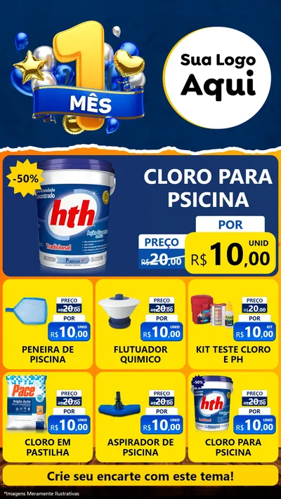 Modelo de Rede Social para Stories com o tema Um Mês de Aniversário para Produtos para Piscina