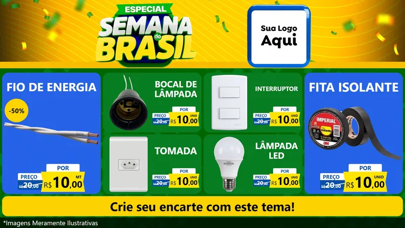 Modelo de TV para TV Horizontal com o tema Especial Semana do Brasil para Materiais Elétricos