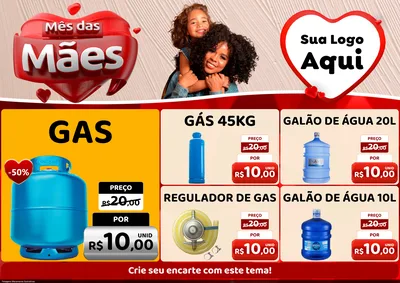 Modelo de Encarte para Encarte A4 Horizontal com o tema Mês das Mães para Água e gás
