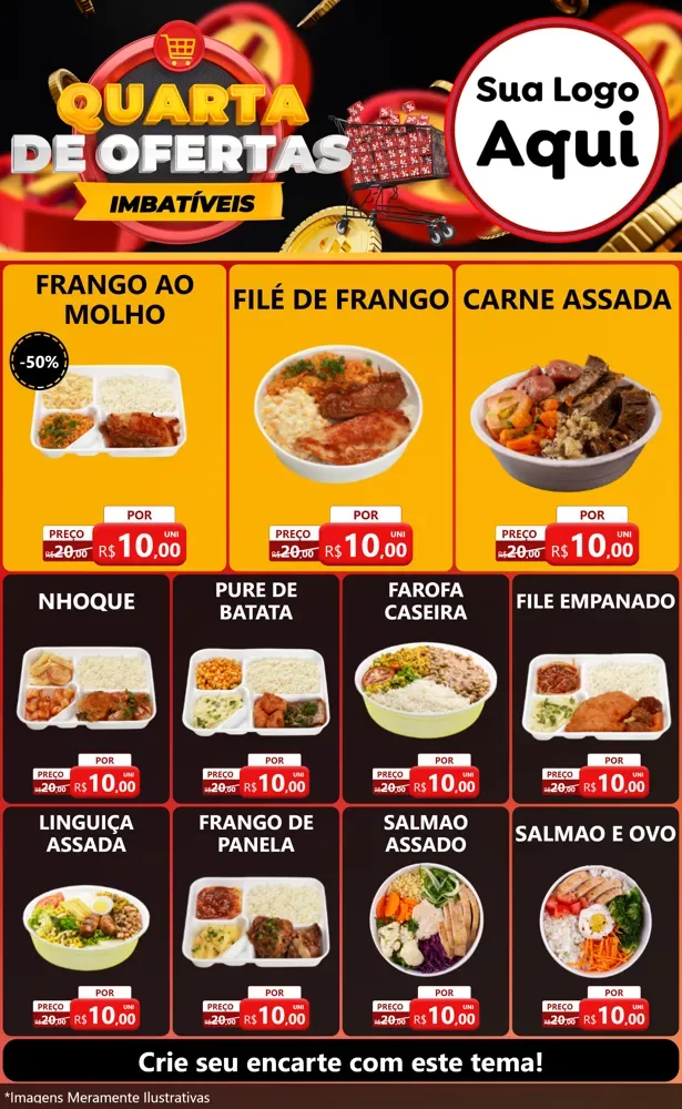 Modelo de Encarte para Encarte Grande com o tema Quarta de Ofertas Imbatíveis para Restaurante