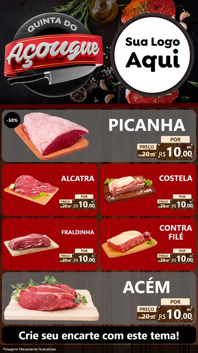 Modelo de TV para TV Vertical com o tema Quinta do Açougue para Açougue