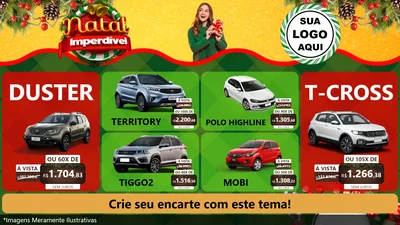 Modelo de TV para TV Horizontal com o tema Natal Imperdível para Concessionaria de Carros
