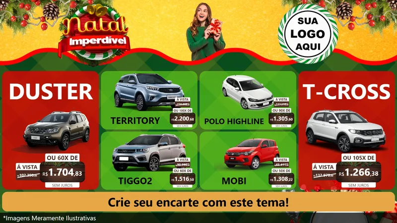 Modelo de TV para TV Horizontal com o tema Natal Imperdível para Concessionaria de Carros