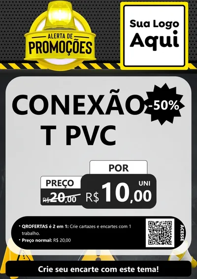 Modelo de Cartaz para Cartaz A4 Vertical com o tema Alerta de Promoções para Tubos e conexões