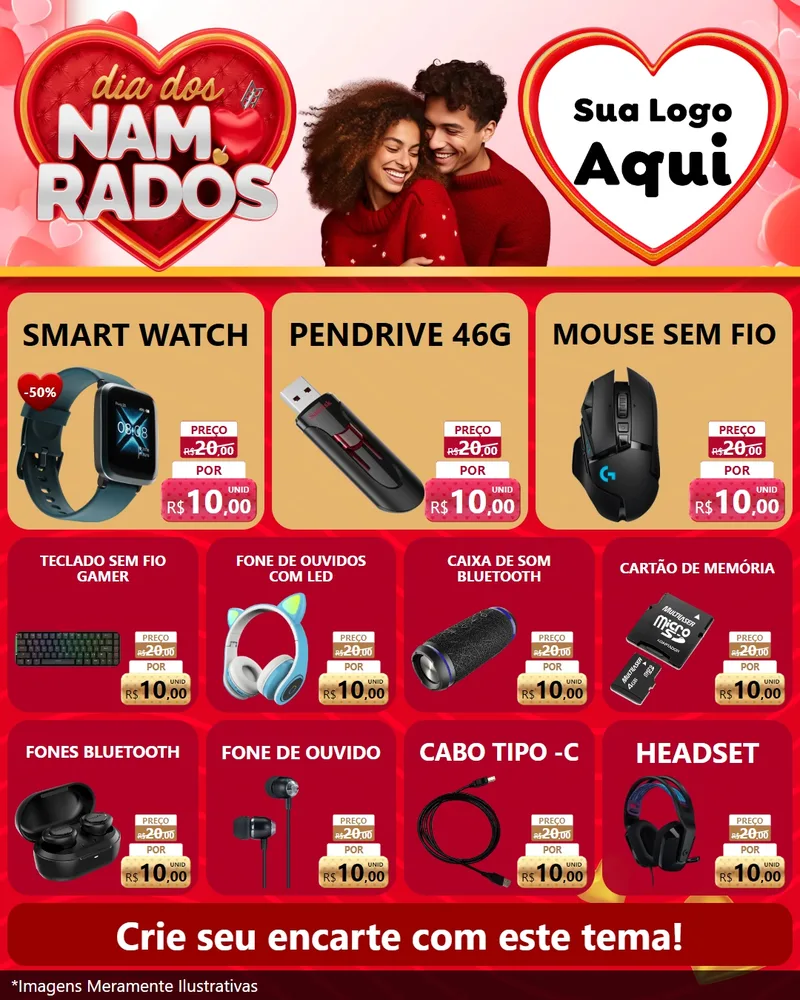 Modelo de Rede Social para Feed Instagram com o tema Dia dos Namorados para Informática