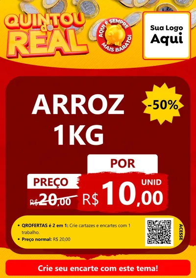 Modelo de Cartaz para Cartaz A4 Vertical com o tema Quintou do Real para Supermercado
