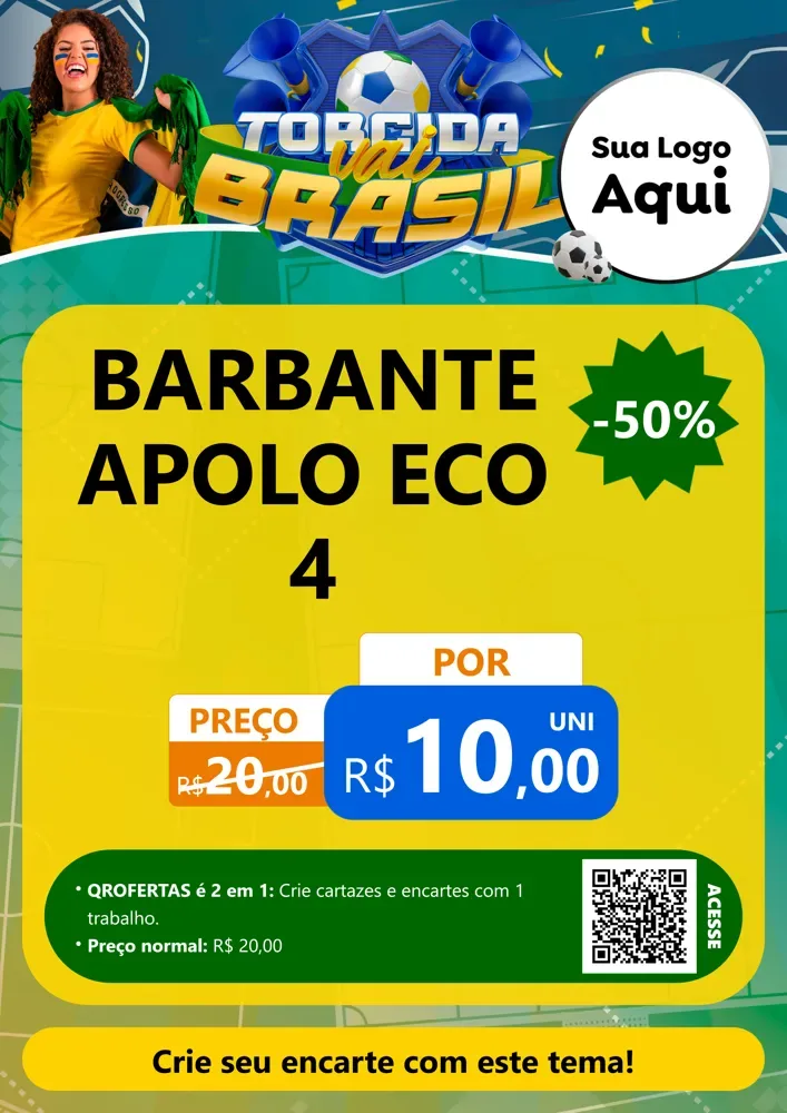 Modelo de Cartaz para Cartaz A4 Vertical com o tema Torcida Vai Brasil - Copa para Armarinho e Aviamentos