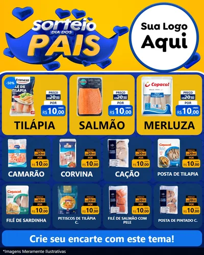 Modelo de Rede Social para Feed Instagram com o tema Sorteio Dia dos Pais para Peixaria