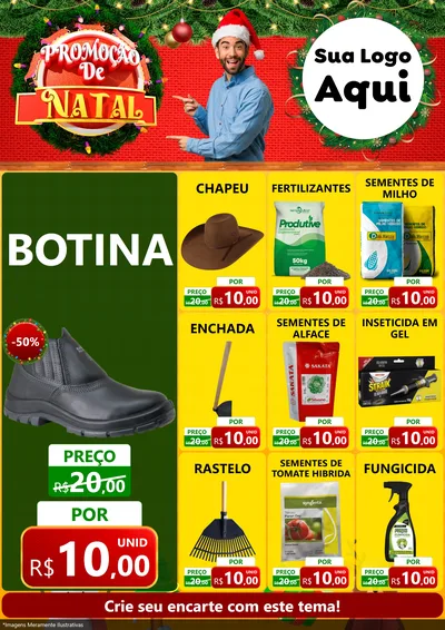 Modelo de Encarte para Encarte A4 Vertical com o tema Promoção de Natal para Agropecuária