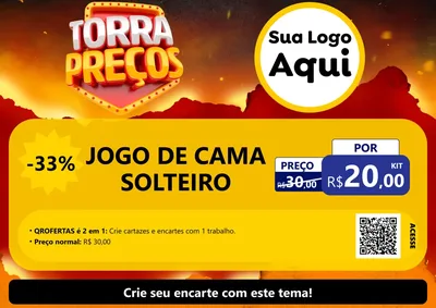 Modelo de Cartaz para Cartaz A4 Horizontal com o tema Torra Preços para Cama, Mesa e Banho