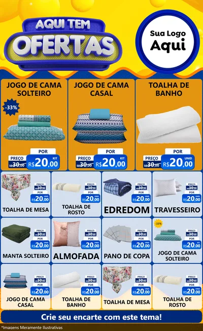 Modelo de Encarte para Encarte Grande com o tema Aqui Tem Ofertas para Cama, Mesa e Banho