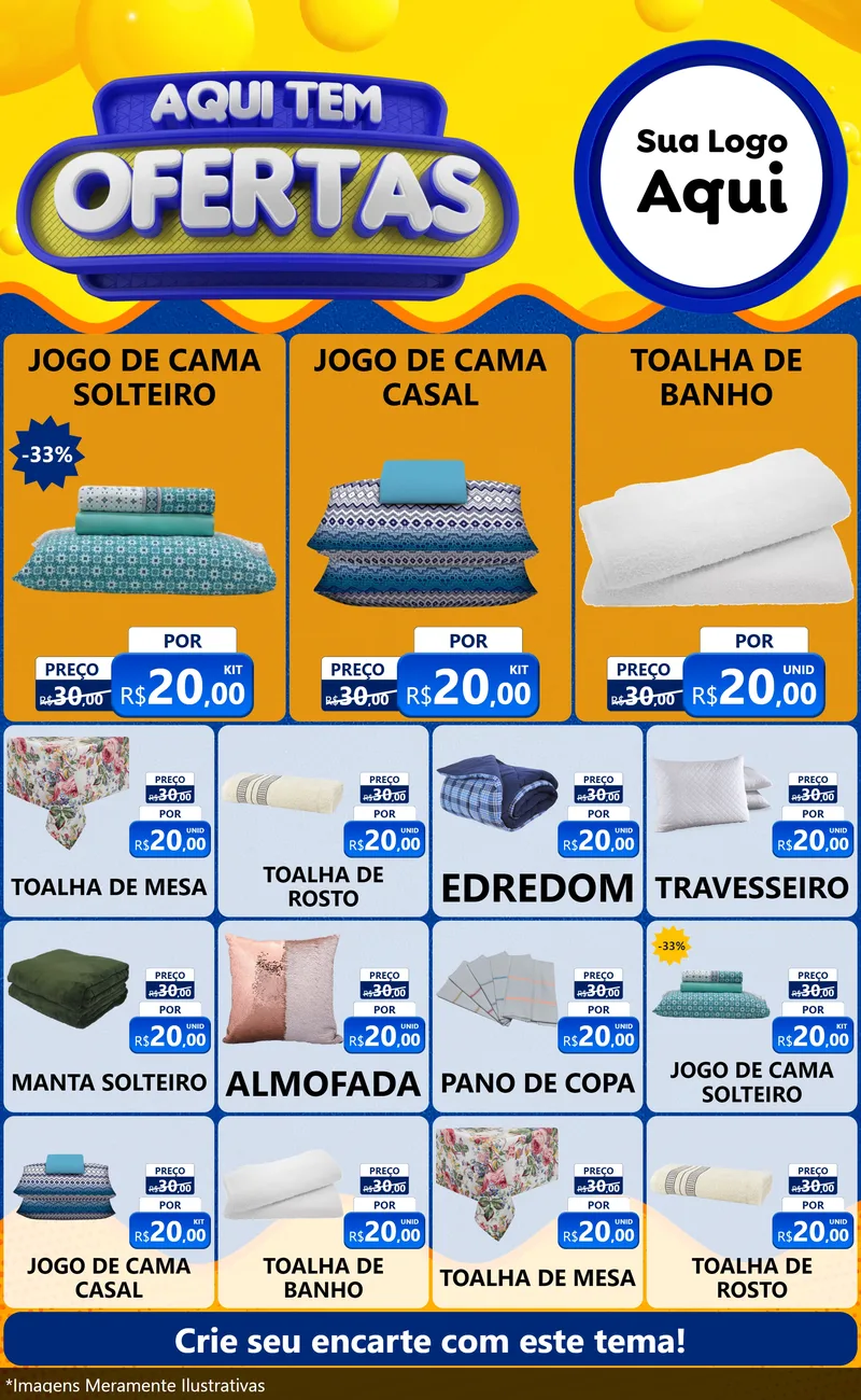 Modelo de Encarte para Encarte Grande com o tema Aqui Tem Ofertas para Cama, Mesa e Banho