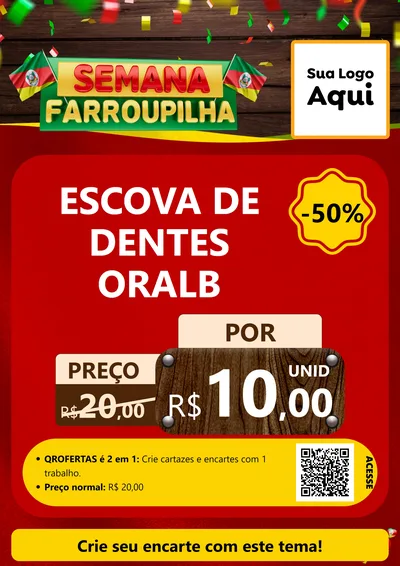 Modelo de Cartaz para Cartaz A4 Vertical com o tema Semana Farroupilha para Higiene Pessoal