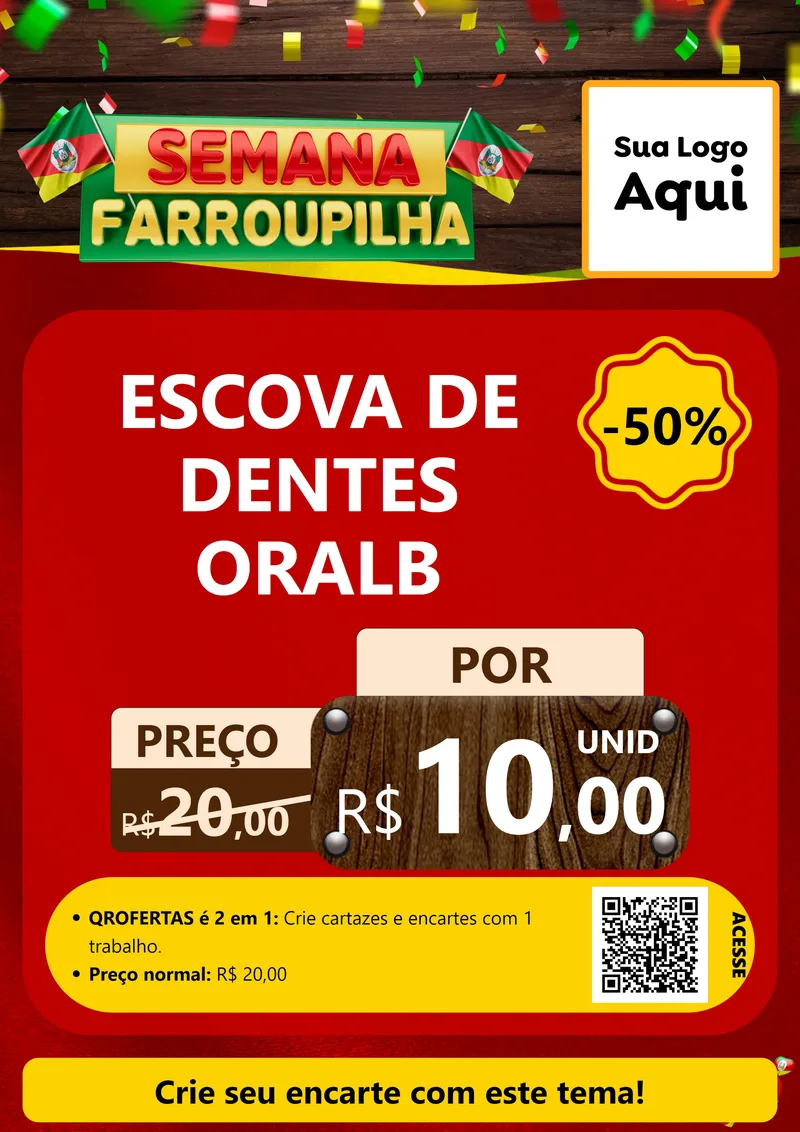 Modelo de Cartaz para Cartaz A4 Vertical com o tema Semana Farroupilha para Higiene Pessoal