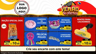 Modelo de TV para TV Horizontal com o tema Super Verão de Ofertas para Pet Shop
