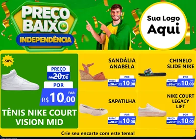 Modelo de Encarte para Encarte A4 Horizontal com o tema Preço Baixo de Independência para Calçados