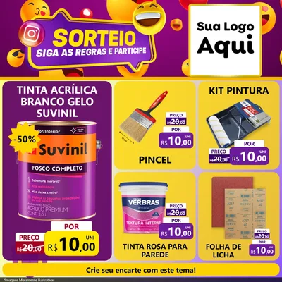 Modelo de Rede Social para Feed Facebook com o tema Sorteio para Tintas e Ferramentas