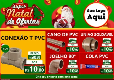Modelo de Encarte para Encarte A4 Horizontal com o tema Super Natal de Ofertas para Tubos e conexões