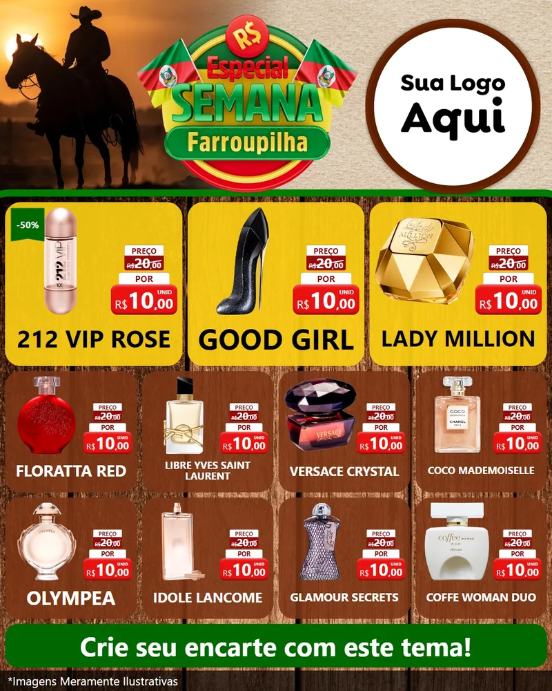 Modelo de Rede Social para Feed Instagram com o tema Especial Semana Farroupilha para Perfumes