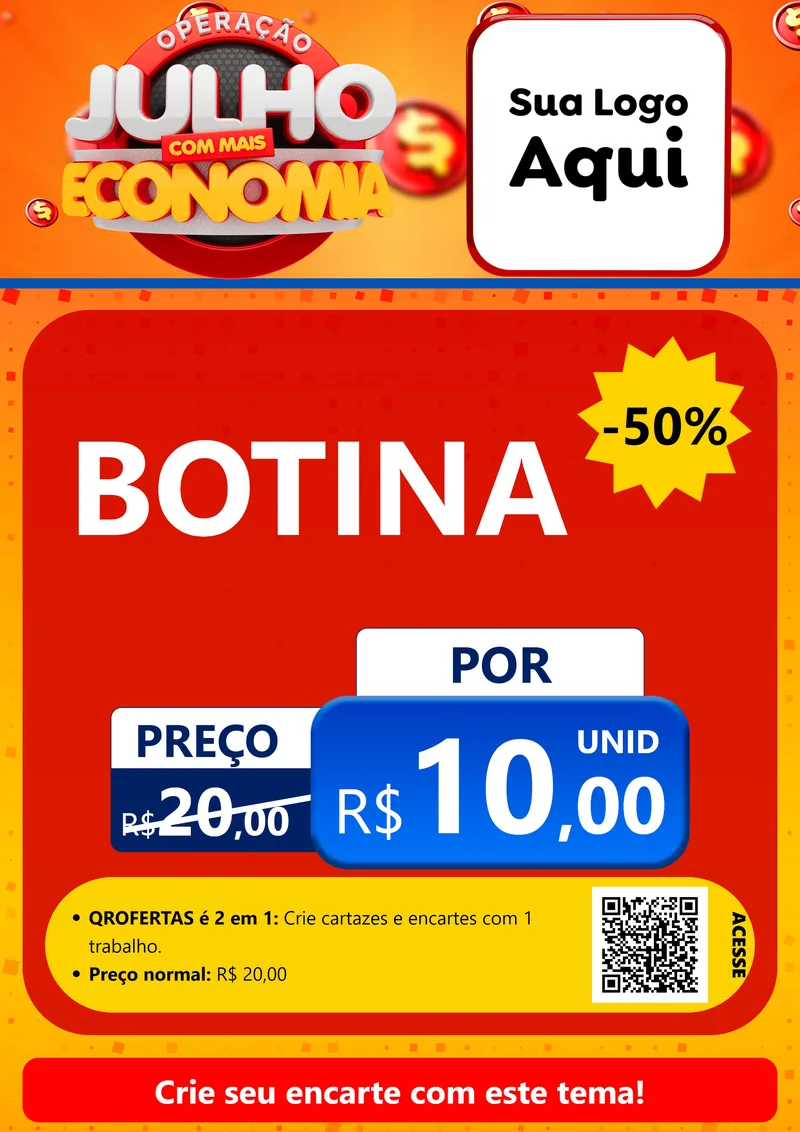 Modelo de Cartaz para Cartaz A4 Vertical com o tema Operação Julho Com Mais Economia para Agropecuária