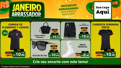 Modelo de TV para TV Horizontal com o tema Janeiro Arrasador para Roupas e acessórios