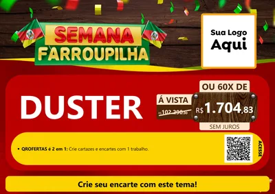 Modelo de Cartaz para Cartaz A4 Horizontal com o tema Semana Farroupilha para Concessionaria de Carros