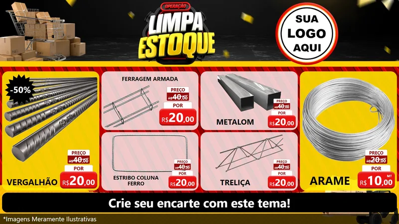 Modelo de TV para TV Horizontal com o tema Operação Limpa Estoque para Ferragens