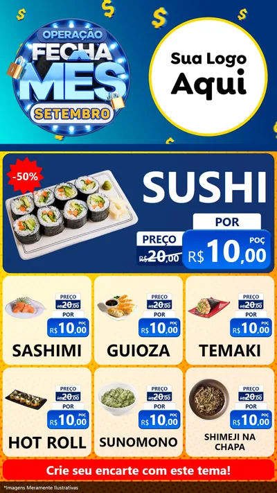 Modelo de Rede Social para Stories com o tema Operação Fecha Mês Setembro para Comida japonesa
