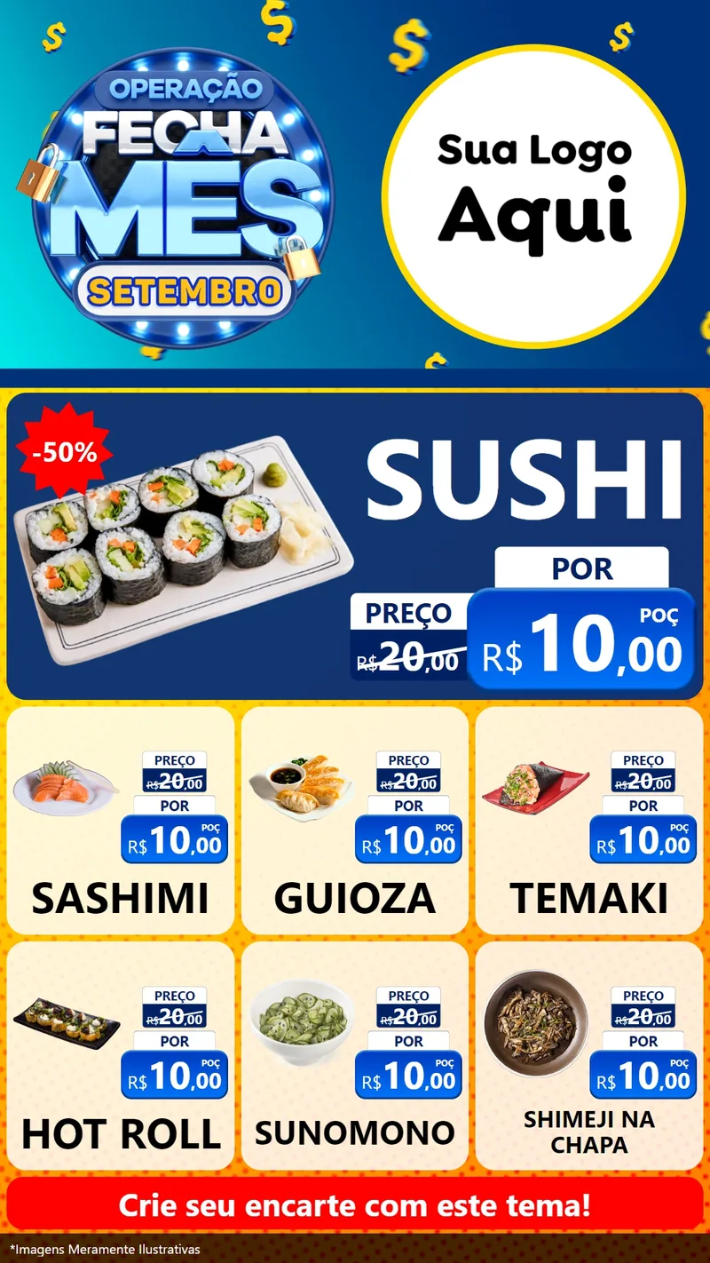 Modelo de Rede Social para Stories com o tema Operação Fecha Mês Setembro para Comida japonesa