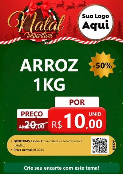 Modelo de Cartaz para Cartaz A4 Vertical com o tema Natal Imperdível para Supermercado