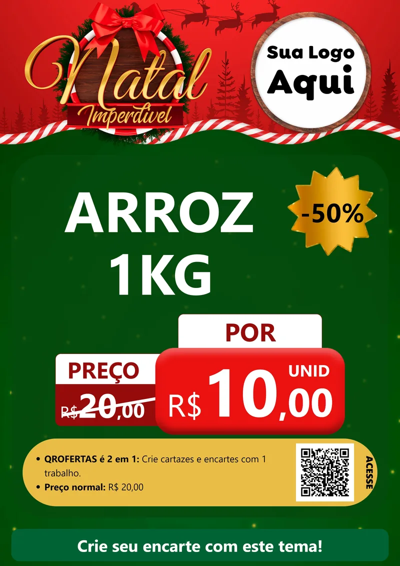 Modelo de Cartaz para Cartaz A4 Vertical com o tema Natal Imperdível para Supermercado