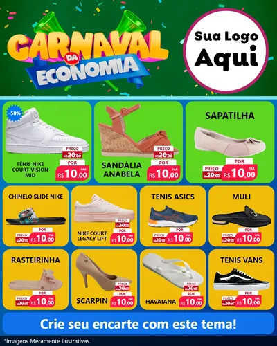 Modelo de Rede Social para Feed Instagram com o tema Carnaval da Economia para Calçados