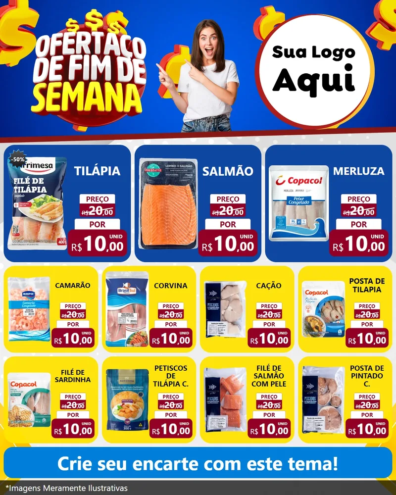 Modelo de Rede Social para Feed Instagram com o tema Ofertaço de Fim de Semana para Peixaria