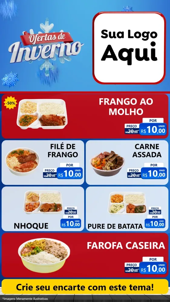 Modelo de TV para TV Vertical com o tema Ofertas de Inverno para Restaurante