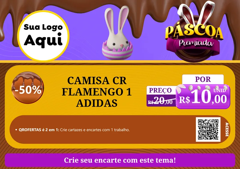 Modelo de Cartaz para Cartaz A4 Horizontal com o tema Páscoa Premiada para Roupas e acessórios
