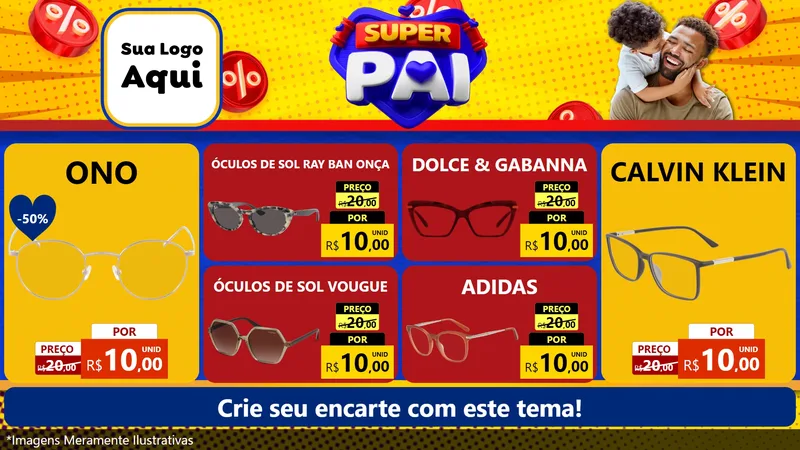 Modelo de TV para TV Horizontal com o tema Super Pai para Óticas