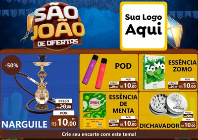Modelo de Encarte para Encarte A4 Horizontal com o tema São João Ofertas Imbatíveis! - Junina para Tabacaria