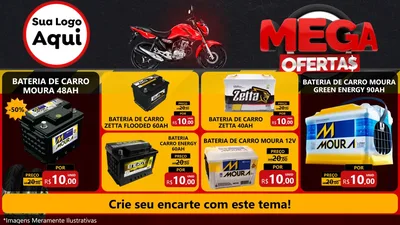 Modelo de TV para TV Horizontal com o tema Mega Ofertas - Motopeças para Baterias Elétricas