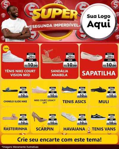 Modelo de Rede Social para Feed Instagram com o tema Super Segunda Imperdível para Calçados