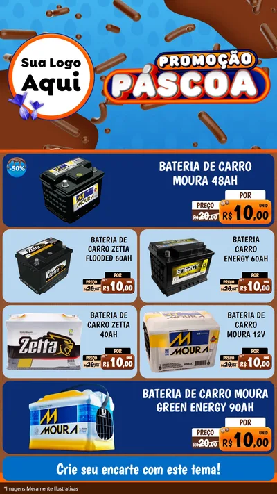Modelo de TV para TV Vertical com o tema Promoção Páscoa para Baterias Elétricas