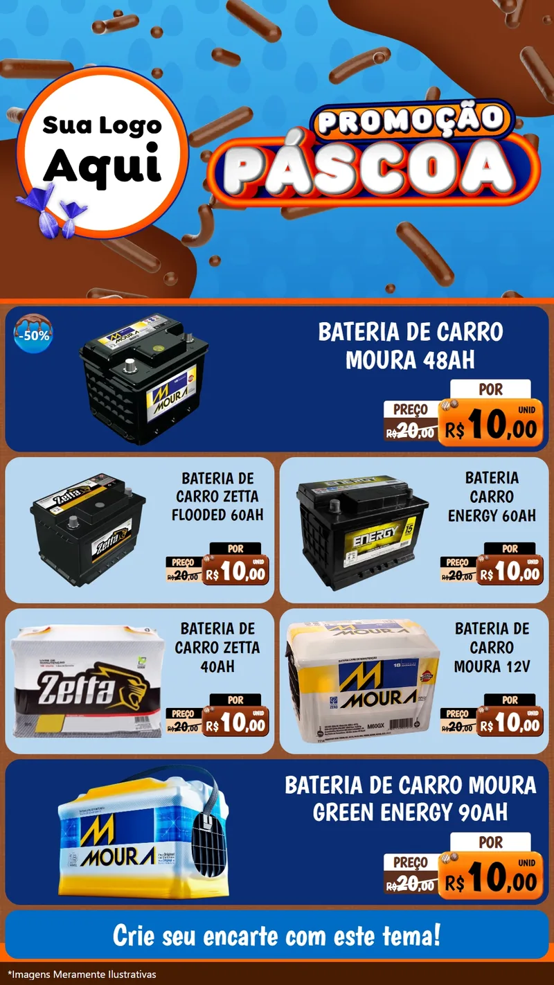 Modelo de TV para TV Vertical com o tema Promoção Páscoa para Baterias Elétricas