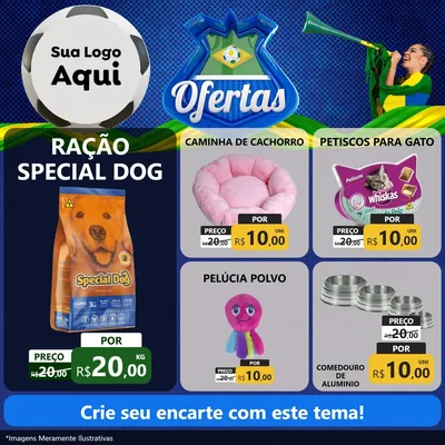 Modelo de Rede Social para Feed Facebook com o tema Ofertas (Futebol) para Pet Shop